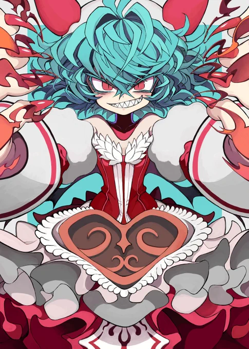 skebのご報告です〜! 『東方外來韋編』の弐巻表紙衣装のレミリアがもっと広まって欲しいとのリクエストでした!ドレスおぜう良いですね…!! リクエストありがとうございました!Thank you for your request!! (