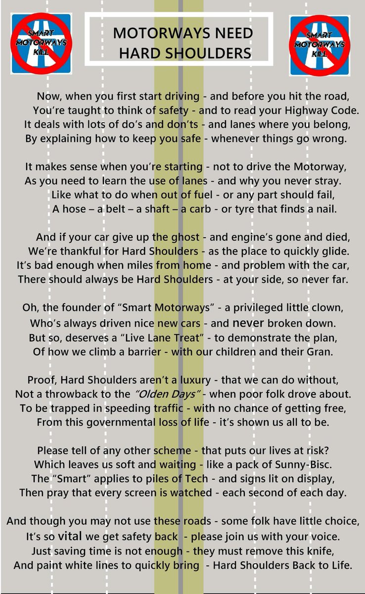 Great poem about smart motorways written by Dennis East