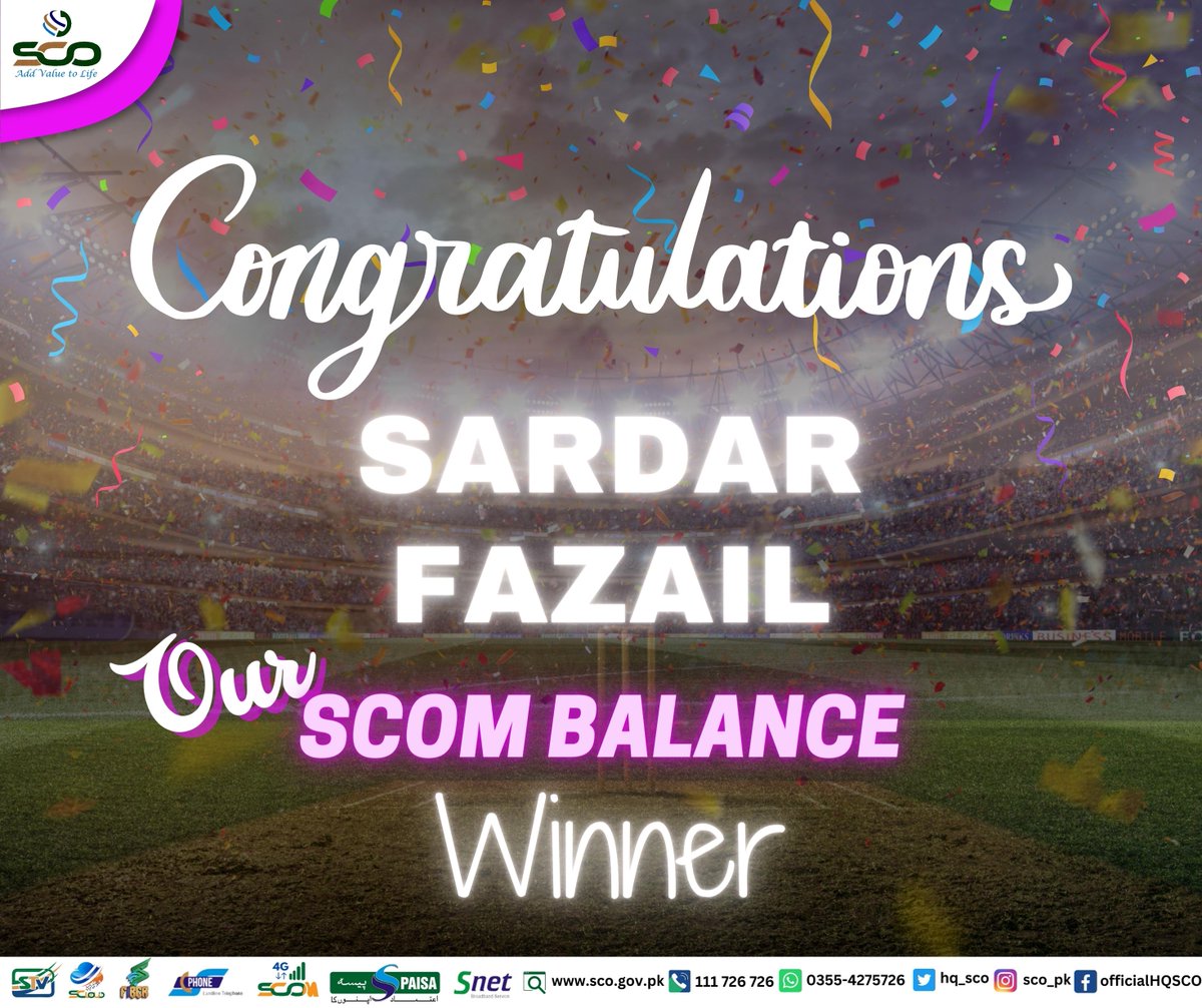 hq_sco's tweet image. Congratulations Sardar Fazail✨
Our scom balance winner.
Thank you everyone who participated in our contest. Stay tuned for more exciting offers🏏
#cricketworldcup2023 #PakvsAfg2023 #SCOM #4G #AJK #GB #worldcup2023schedule #ICCWorldCup