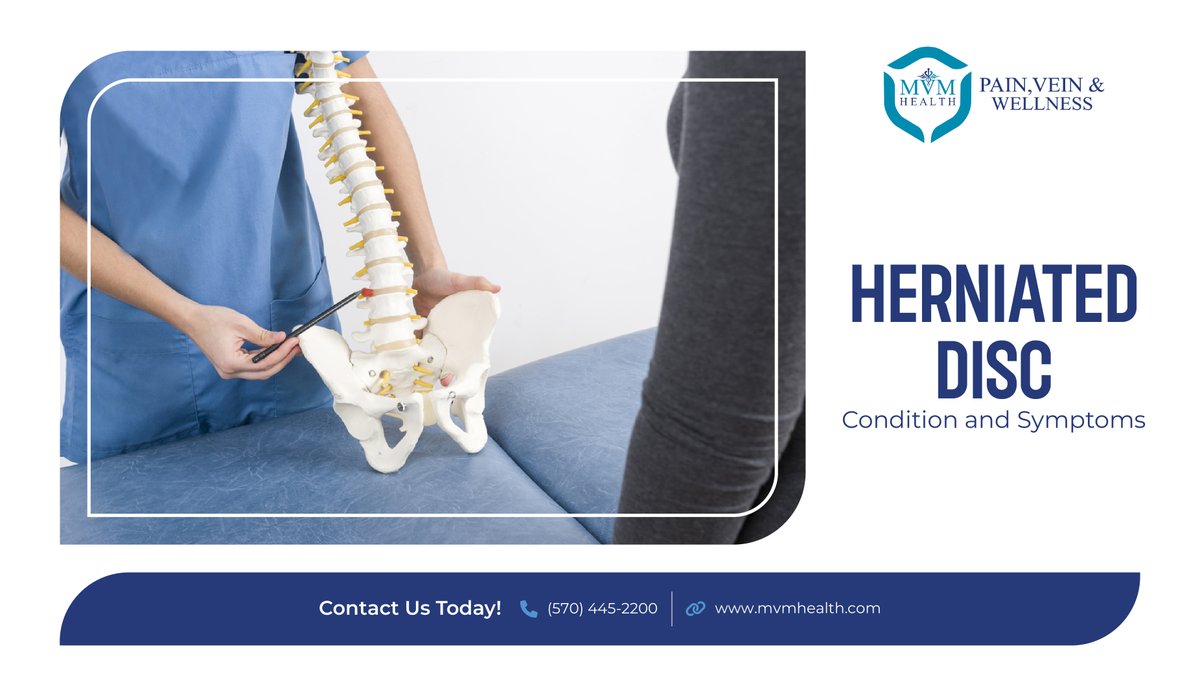 mvm_health's tweet image. Herniated discs? MVM Health can help! 💢💊 Our Harvard-trained physicians tailor personalized treatment plans. Say goodbye to pain, numbness, and weakness. Visit mvmhealth.com or call 570 445 2200 to start your journey to a healthier spine. #SpinalDiscHealth #PainRelief