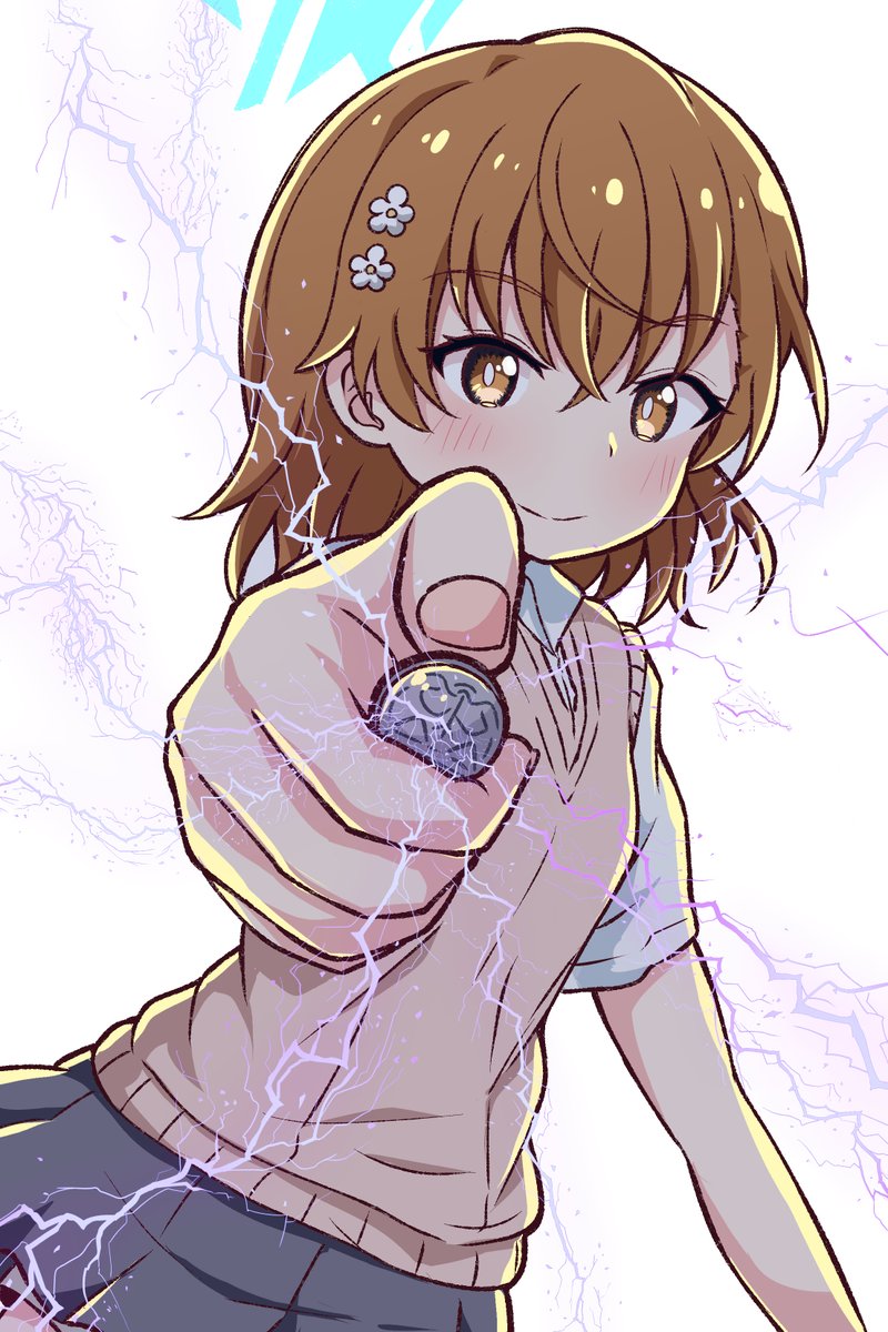 misaka mikoto 1girl coin tokiwadai school uniform electrokinesis school uniform electricity brown hair  illustration images