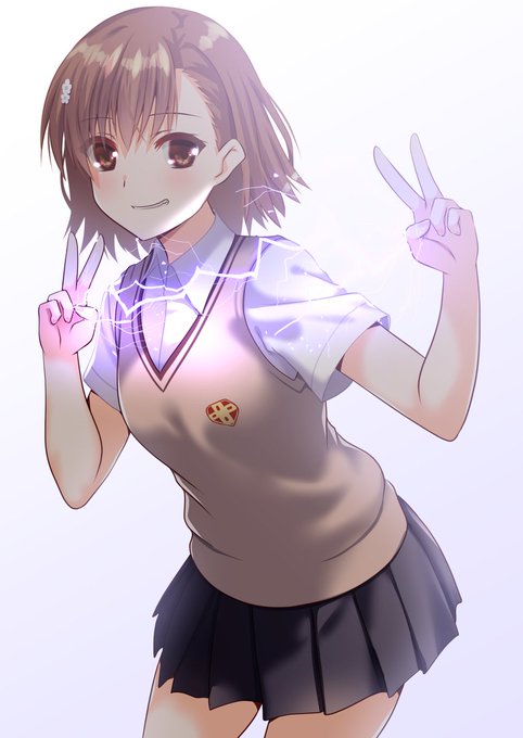 ブルアカととある科学の超電磁砲コラボ記念!せっかくなので御坂美琴も描いてみた～嘘光源だけどビリビリさせたかったのです。…あとから無理やり付けた^^#ブルアカ#とある科学の超電磁砲 