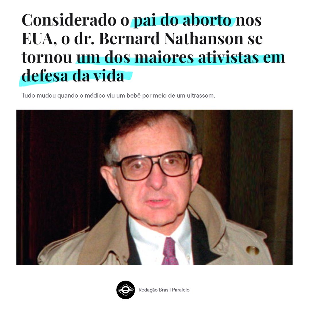 Conhecido como o pai do aborto, o médico Dr. Bernard Nathanson foi o responsável direto e indireto por dezenas de milhares de abortos nos Estados Unidos.

A visão da vida por meio de um ultrassom mudou para sempre sua percepção sobre o aborto.

Entenda como isso aconteceu 🤔⬇️