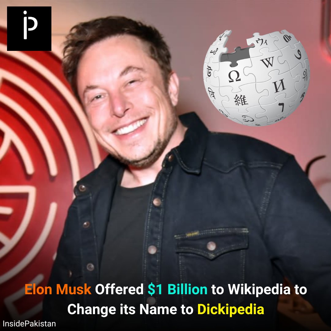 InsidePakistan6's tweet photo. The post has garnered significant attention, with many users cautioning about Wikipedia's donation requests and others suggesting the integration of AI for autonomous updates.
#InsidePakistan #ElonMusk #Tesla #WikiPedia @wikipedia #DikiPedia https://t.co/kcExDAiIIe