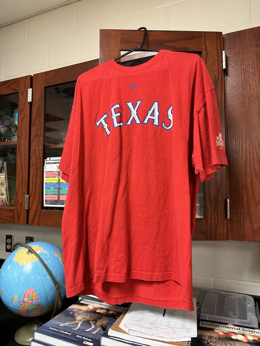 LisaNiemuth's tweet photo. I have certain boys who have been talking smack about the Rangers……. welcome to my classroom ⁦@CLHawkBaseball⁩ ⁦@AlexHigbyCLHS⁩ ⁦@CLHSPrincipal⁩ https://t.co/9W8V9ZfxvC