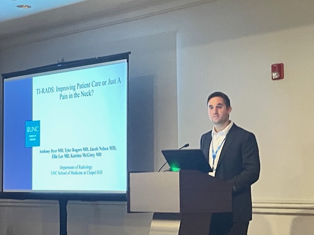 UNC Radiology (@uncradiology) on Twitter photo Congratulations to UNC Radiology resident Tony Dyer for winning the <a href="/sruradiology/">SRU Radiology</a> Members-in-Training award for research for his oral presentation, "TIRADS: Improving Patient Care or just a pain in the neck?" Congratulations to UNC Radiology resident Tony Dyer for winning the <a href="/sruradiology/">SRU Radiology</a> Members-in-Training award for research for his oral presentation, "TIRADS: Improving Patient Care or just a pain in the neck?"