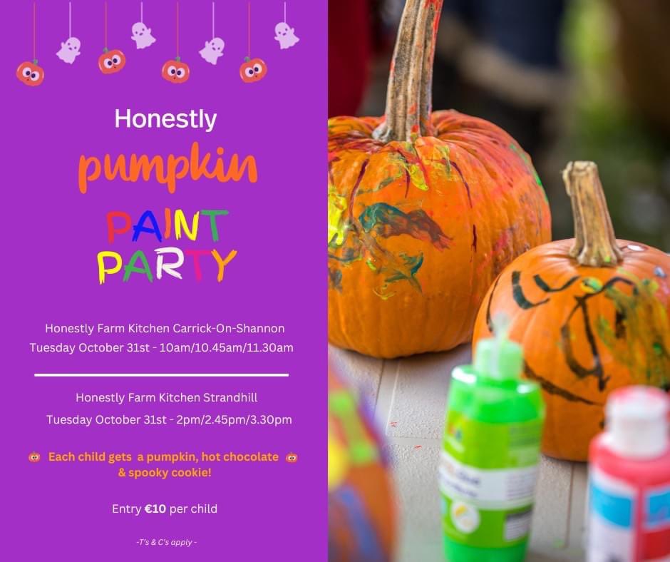 Pumpkin paint party at <a href="/HonestlyKitchen/">Honestly Farm Kitchen</a> To secure your place please be sure to book your tickets through our website. 

Book your tickets here &gt;&gt;&gt;  rb.gy/3ione #choosesligo #sligo