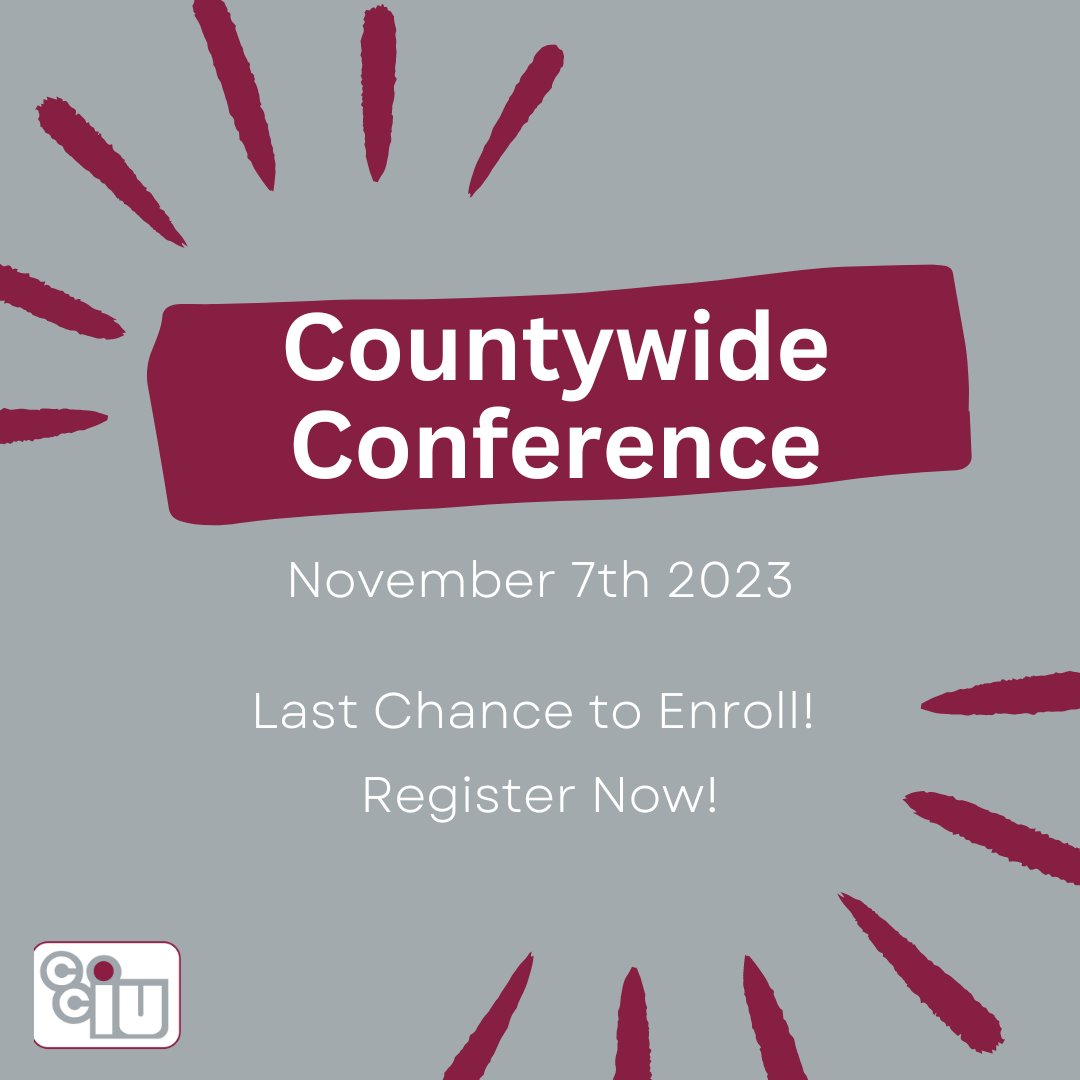 The Countywide Conference will be held on November 7 this year! Calling all specialized educators for professional learning. Registration closes on November 1, register today! 📢 #BrighterFuturesTogether cciu.org/CountywideConf…