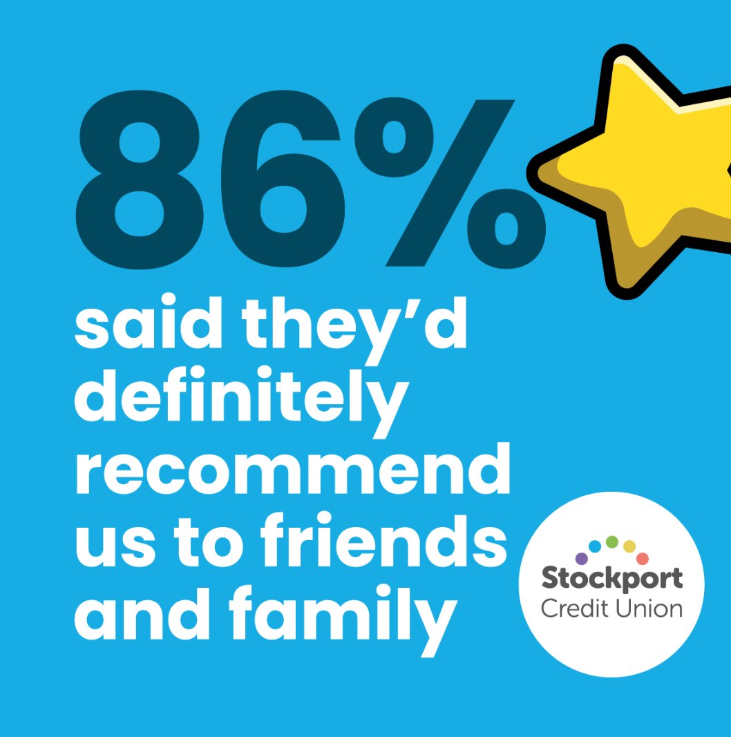 In our Member's Survey, 86% said they'd definitely recommend us to their family and friends. You can read what else they had to say here stockportcu.com/member-survey-…