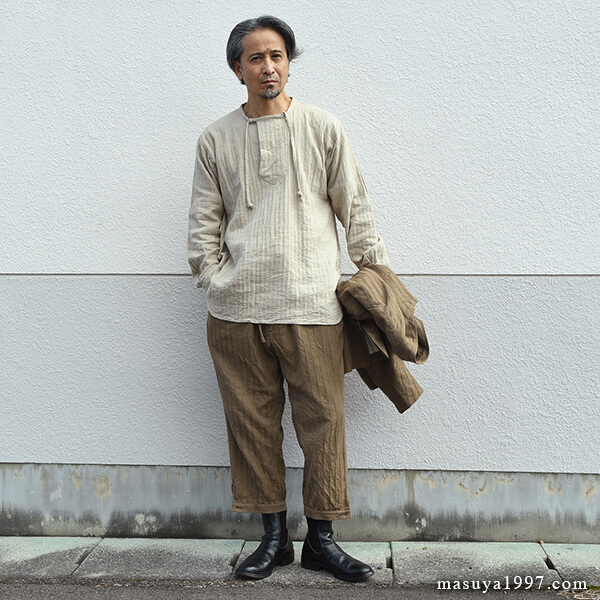 MASUYA1997's tweet photo. ジャンゴアトゥール１０月の新作３点、全部まとめて着てみました。セットアップですね。
メチャクチャいいでしょ！
“classic frenchvoleurs wool jkt” 
“french farmers wool pants” 
“anotherline viborg shirt”

https://t.co/NXZ13SSOzr https://t.co/lhZumg5qpl