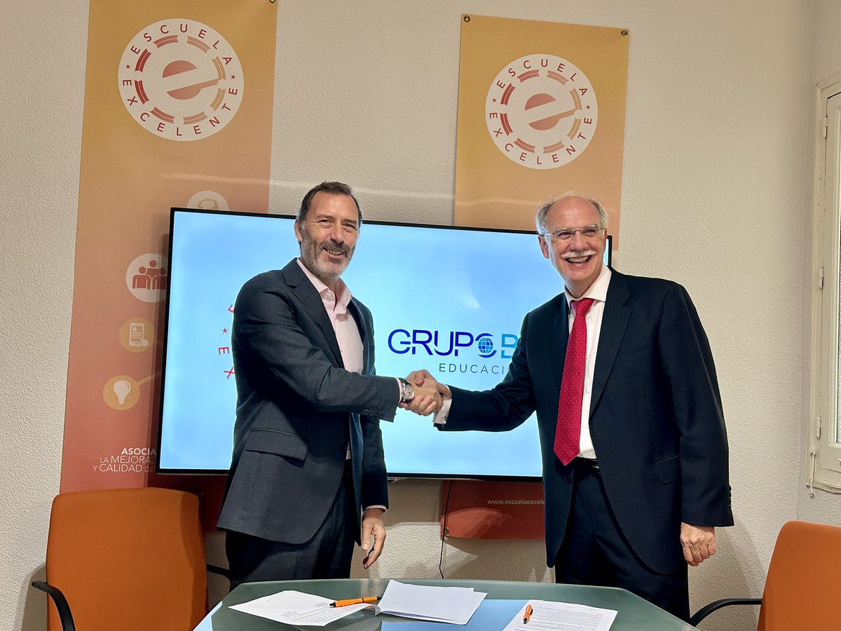 EExcelente's tweet photo. Nuestro presidente Jose Luis, Berlinches y el CEO de @GBEducacion, Jaime García, han firmado hoy un acuerdo para el desarrollo de un programa de formación continua que se integrará en nuestro programa "Formación Excelente" y que desarrollará el #IEDD
#EscuelaExcelente #AMICE https://t.co/Hfy16hQigf