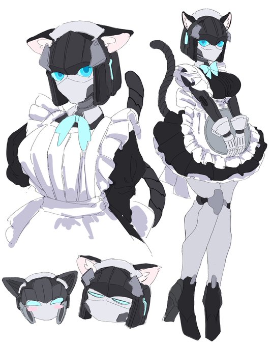 メイド服を着てもらいました
ついでに猫耳+しっぽ  #ロボ娘 