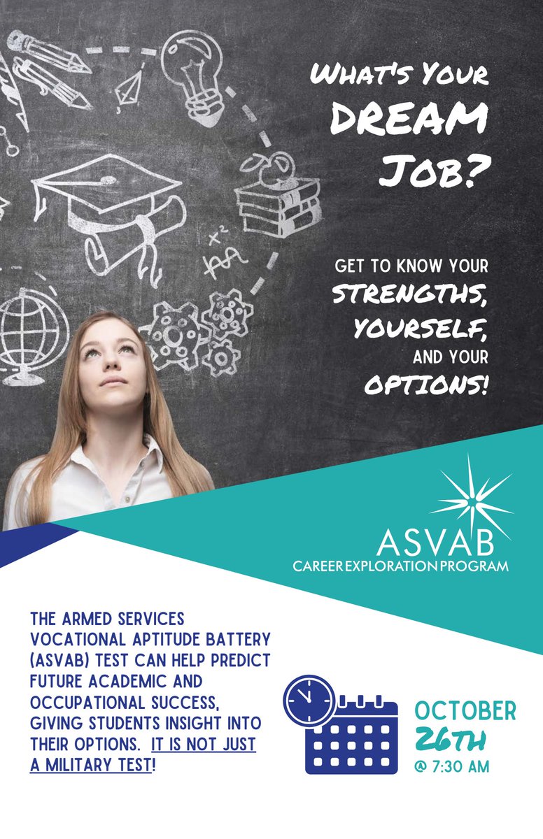 Get ready for the ASVAB! ⏰ Whether you're in 10th, 11th, or 12th grade Tiger, this is your chance to explore your skills and future career options. 🚀
💻 Register via Canvas and secure your spot today!