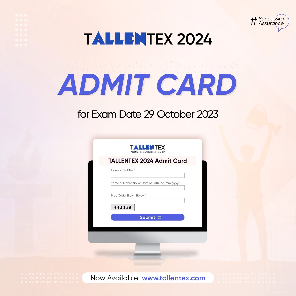 ALLENkota's tweet photo. 🎯 Finally, it's time to get your success assured!
👉 The admit card for Exam Date 29th October 2023 is now available.
⏬ Download your admit card here: https://t.co/Hmojc4sUjl
#TALLENTEX2024 #SuccessKaAssurance #KotaCoaching #TALLENTEX https://t.co/AkNtPrm7qe