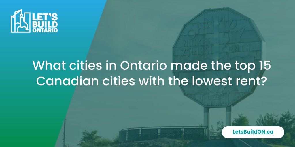 FRPOFACTS's tweet photo. The top 15 Canadian cities with the lowest renting costs are in. The Ontario cities that made the cut are:

12. Sudbury
13. Windsor
15. St. Catherine’s

Is your city on the list? https://t.co/GPRea0eSbM