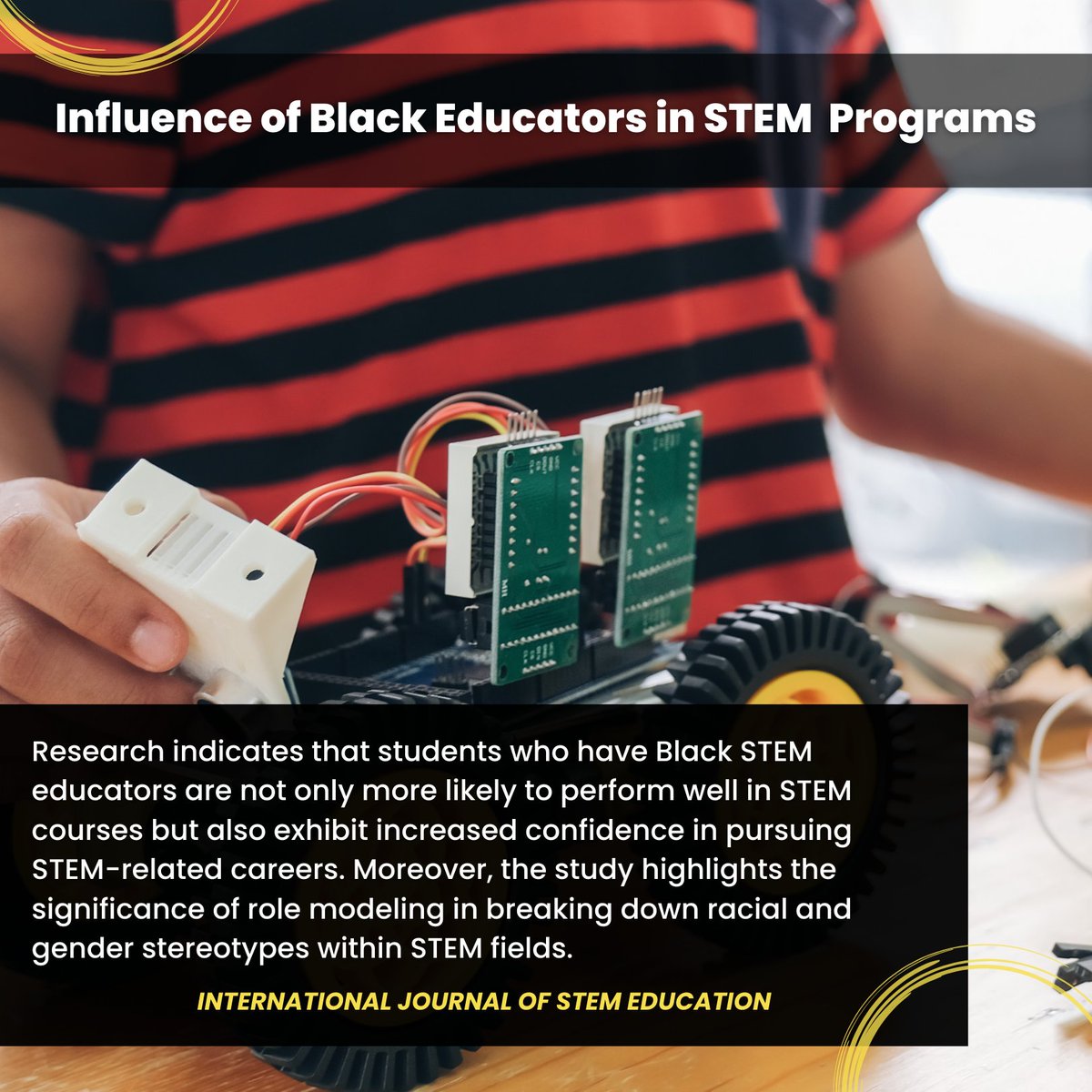 BGTogether_'s tweet image. Research shows that students with Black STEM educators not only excel in STEM courses but also gain confidence in pursuing STEM careers. Let&apos;s celebrate the power of diverse role models in shaping the future of education! #BeGreatTogether  #RoleModelEffect #EquityInEducation