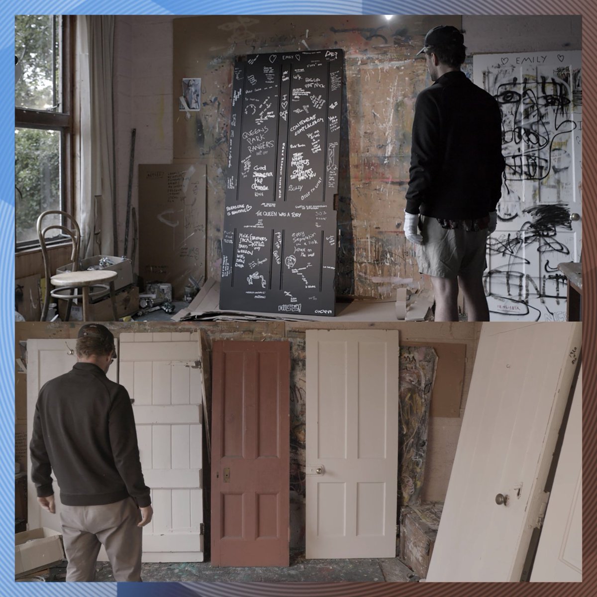 AbbeyRoad's tweet photo. Karma Khazi has announced a new multimedia show exploring toilet door graffiti.

The show will extend beyond physical art – music created at Courtyard Studios and mixed here will soundtrack the exhibition accompanied by a short film from Lee Phillips.

https://t.co/ELdj7cgWuz https://t.co/p02xnXVvxy