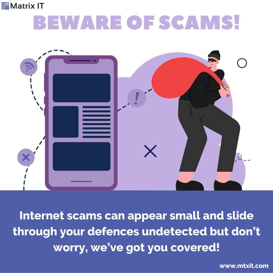 Matrix_IT_LTD's tweet image. Don&apos;t let yourself be fooled by the internets most common internet scams, if you know what the scams are and look like then you&apos;ll know how to avoid them - mtxit.com/most-common-in…

#cybersecurity #internetscams #technologychallenges