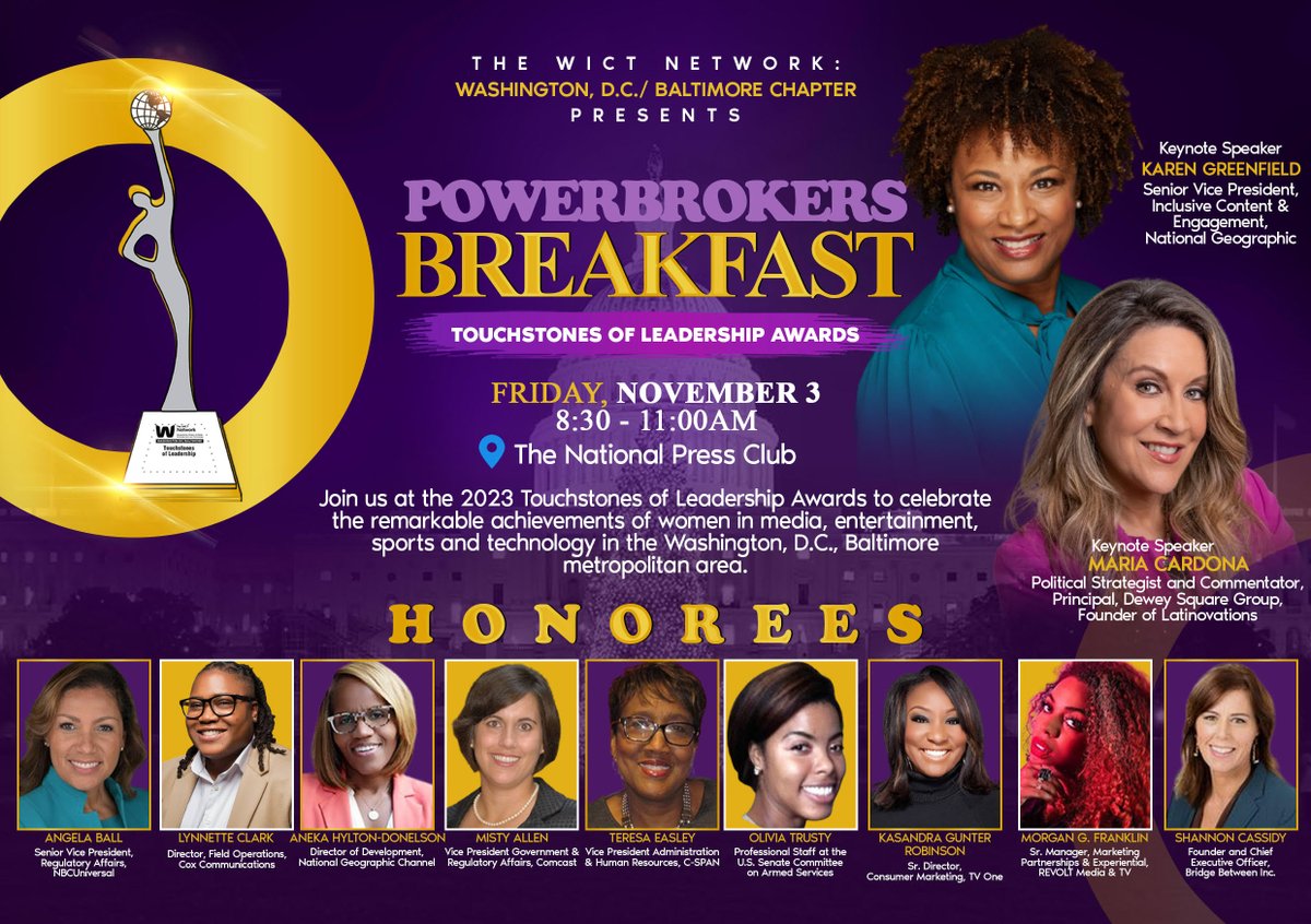 Join us for an inspiring morning as we celebrate the winners of our 2023 Touchstones of Leadership Awards. 
We'll hear from two keynote speakers Karen Greenfield and Maria Cardona at our Powerbrokers Breakfast on Nov. 3. 
Register today! #Powerbrokers
conta.cc/3tGjQI9