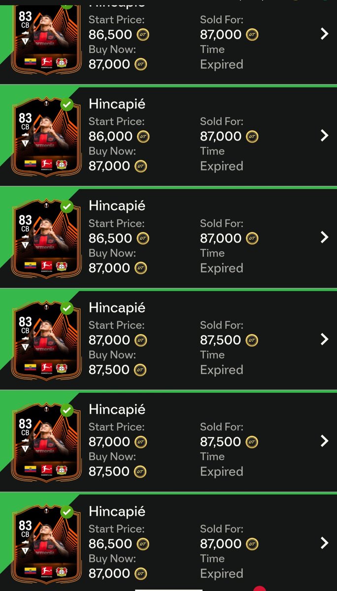 Bought 100 RTTK Hincapie at 60k avg and sold for around 87k. It took all day Monday to sell because eventhough he was 87-88k, he wasn't selling just expensive cause everyone else was just holding.
I'm just gonna be liquid for new promo for now  <a href="/narcoinsfc/">Wael</a> <a href="/ImADuckQuackk/">ImADuckQuackk</a>