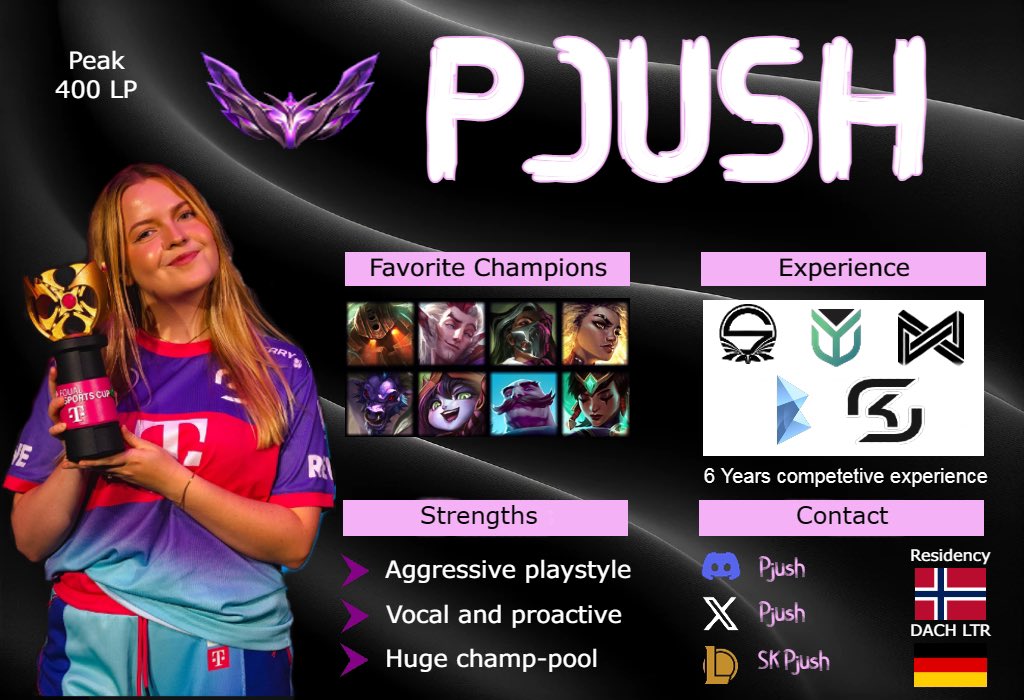 I’m still contracted to <a href="/SKGaming/">SK Gaming</a> but i have been allowed to explore options for 2024.

6 years of competitive experience from minor ERL1s and Female Scene.

Winner of Equal Esports Cup 2023 🥇

Reference: <a href="/TheRealKanani/">Paul Kanani</a> 

Likes &amp; RTs = ❤️