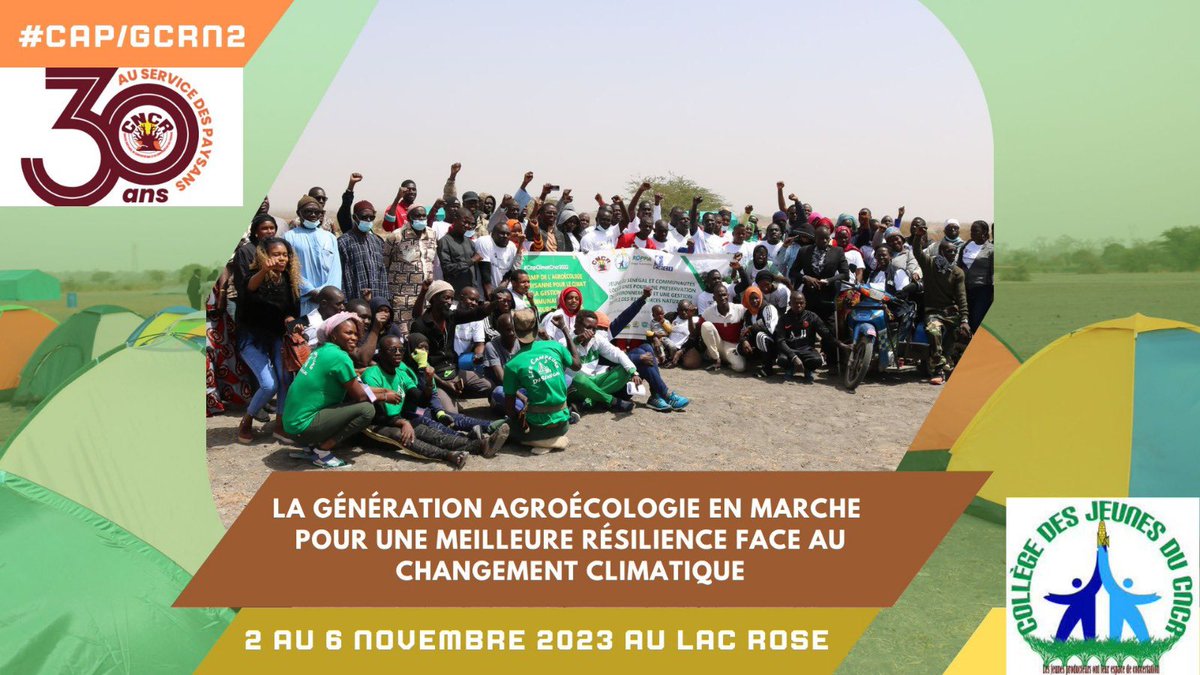 DiengAb21's tweet photo. Le @Cncr_Senegal mobilise les #jeunes du #Senegal et des pays de la sous-région pour apporter une réponse appropriée au #ChangementClimatique .
2 au 6 novembre 2023 au #LacRose
#CampClimatCncr2023
#CapGcrn2
@Jve_Senegal @DyTAES https://t.co/oUt6EfYTPf