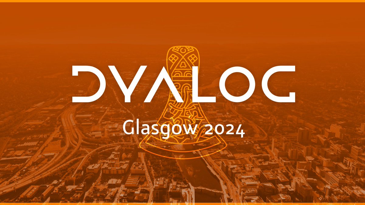 dyalogapl's tweet photo. Save the date! Dyalog '24 will take place in Glasgow, UK, from Sunday 15 to Thursday 19 September 2024. See https://t.co/mQuAiUa4jW for more information. #Dyalog24 #Dyalog #APL https://t.co/7grGQzwUnP