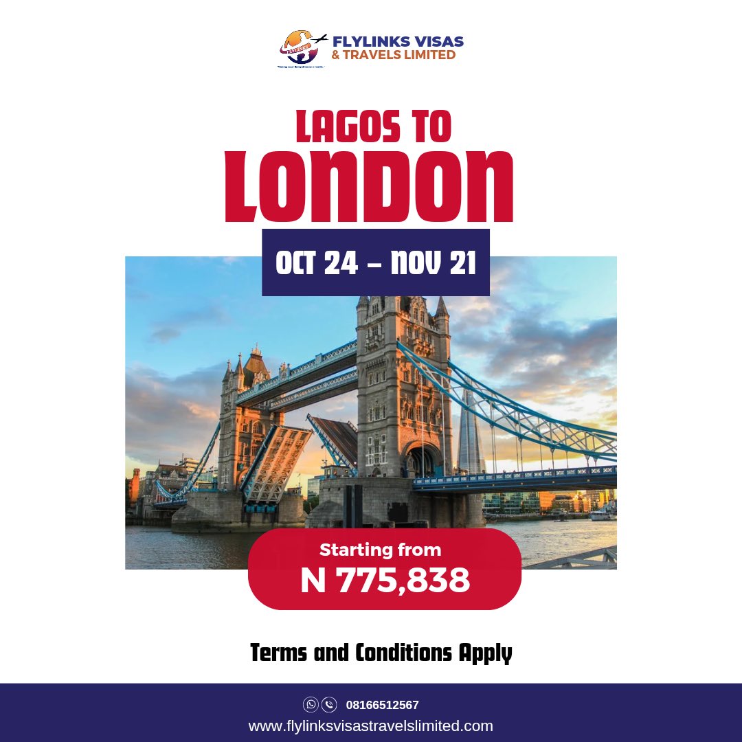 Score unbeatable deals on Lagos to London flights today. 

Your next adventure awaits! Book now

#flightdeals #lagostolondon #affordabletravel #londonflightdeals #nigerianflightdeals #flylinksvisasandtravels