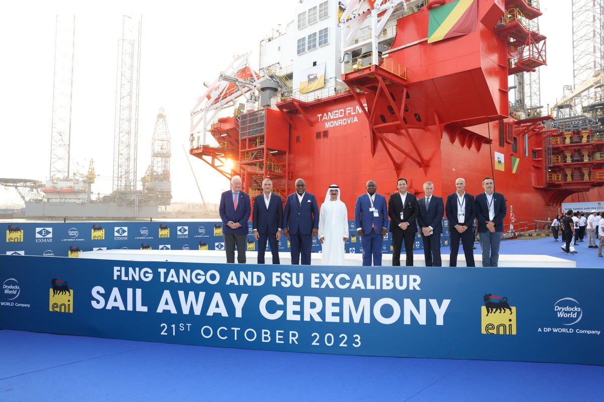 It was an honour to be part of the sail away ceremony at @DrydocksWorld's yard in Dubai this weekend to witness the Tango FLNG and Excalibur FSU vessels successfully transformed and prepared for deployment off the coast of the Republic of Congo.