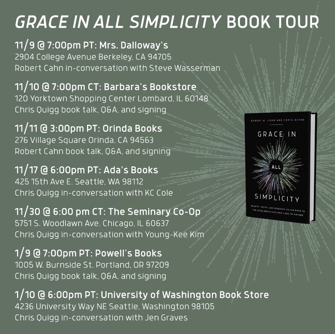 Join @chrisquigg and Robert Cahn for an event on the GRACE IN ALL SIMPLICITY book tour! Stops include @Powells, @OrindaBooks, and @MrsDsBooks! 💫