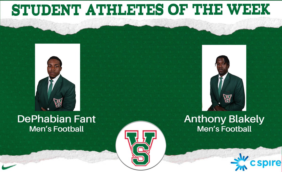 The MVSU athletics program recognizes football’s DePhabian Fant and Anthony Blakely Jr. as the MVSU student-athletes of the week sponsored by @CSpire . This award recognizes student-athletes who have excelled in competition and in the classroom. #EleVate