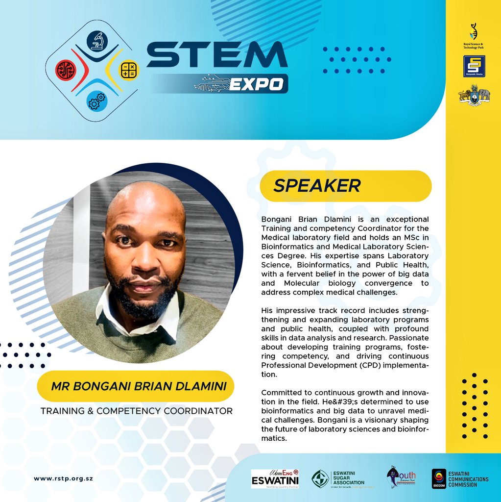 STEM EXPO 2023 Speaker: Starting a career in the lab can be an exciting and rewarding adventure as it can pave the way to exciting new possibilities. Join us to listen to Mr. Bongani Dlamini as he explains some of the broad principles of the medical laboratory profession #STEM