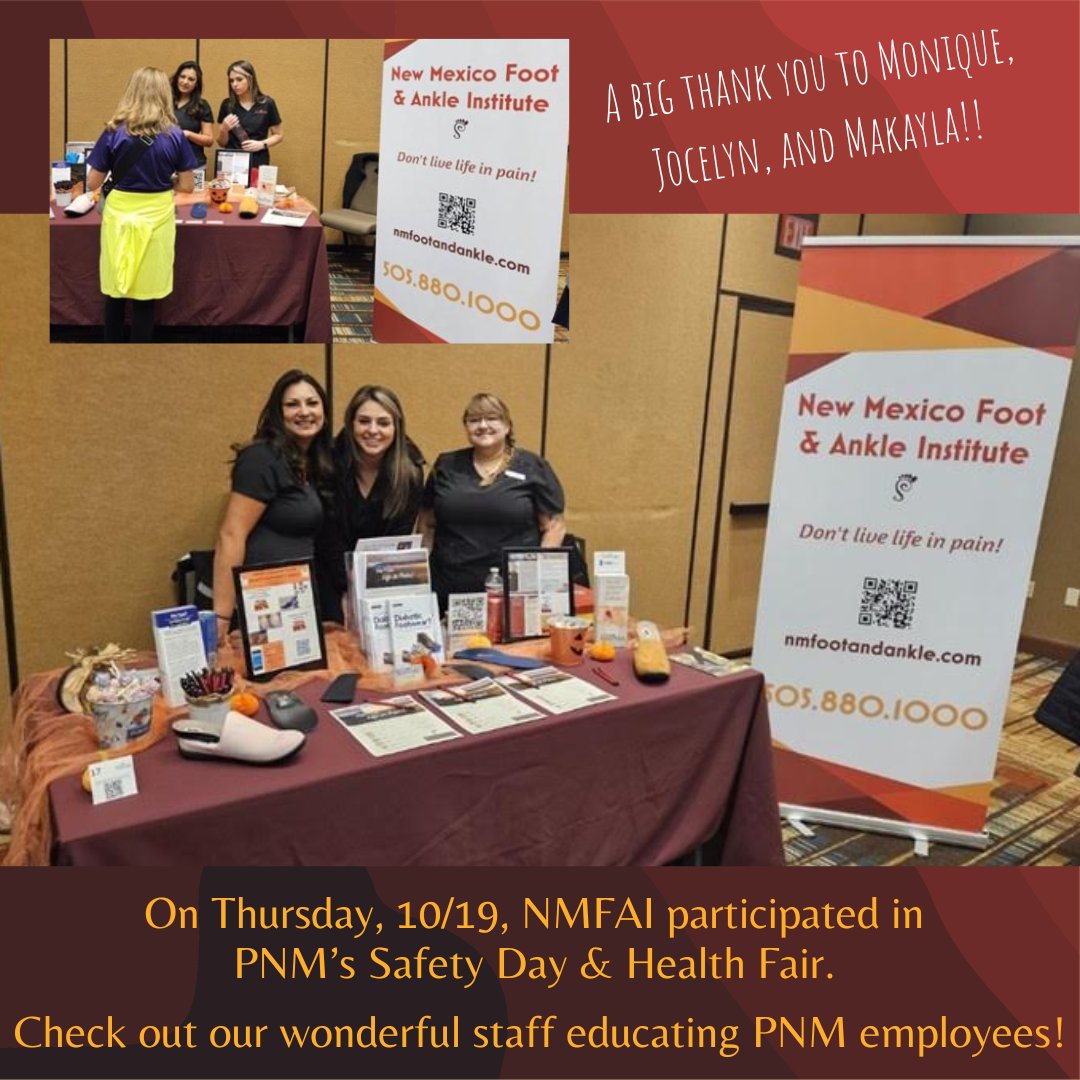 #PNM #PNMsafetyday #safety #safetyevent #footcare #foot #footandankle #AlbuquerqueNewMexico #bestdoctors #bestpodiatrists #podiatrist #podiatrypractice #podiatryclinic #follow #newmexicodoctor #NewMexicoFootAndAnkleInstitute #NMFAI