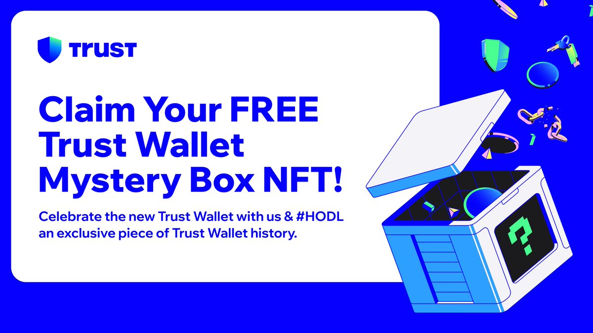 Trust Wallet (@trustwallet) on Twitter photo Claim your FREE Mystery Box NFT to celebrate our new launch! 🎁 #TrustWallet #FreedomFoundations
Trust, Freedom, Ownership; which one will you get?
Entry:
💙 Like & RT
💚 Follow <a href="/TrustWallet/">Trust Wallet</a>
💙 DL Trust: short.trustwallet.com/bokDGs
👇 Claim with Trust
galxe.com/trustwallet/ca… Claim your FREE Mystery Box NFT to celebrate our new launch! 🎁 #TrustWallet #FreedomFoundations
Trust, Freedom, Ownership; which one will you get?
Entry:
💙 Like & RT
💚 Follow <a href="/TrustWallet/">Trust Wallet</a>
💙 DL Trust: short.trustwallet.com/bokDGs
👇 Claim with Trust
galxe.com/trustwallet/ca…