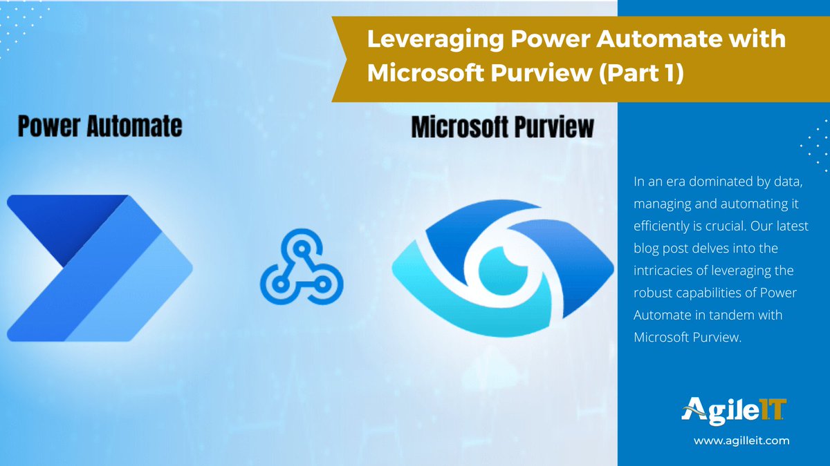 Agile_IT's tweet image. Unlock the power of Power Automate and Microsoft Purview from our part 1 blog. Elevate data management and automation today! #DataGovernance #AgileIT

Read here: agileit.co/3M7dEiB