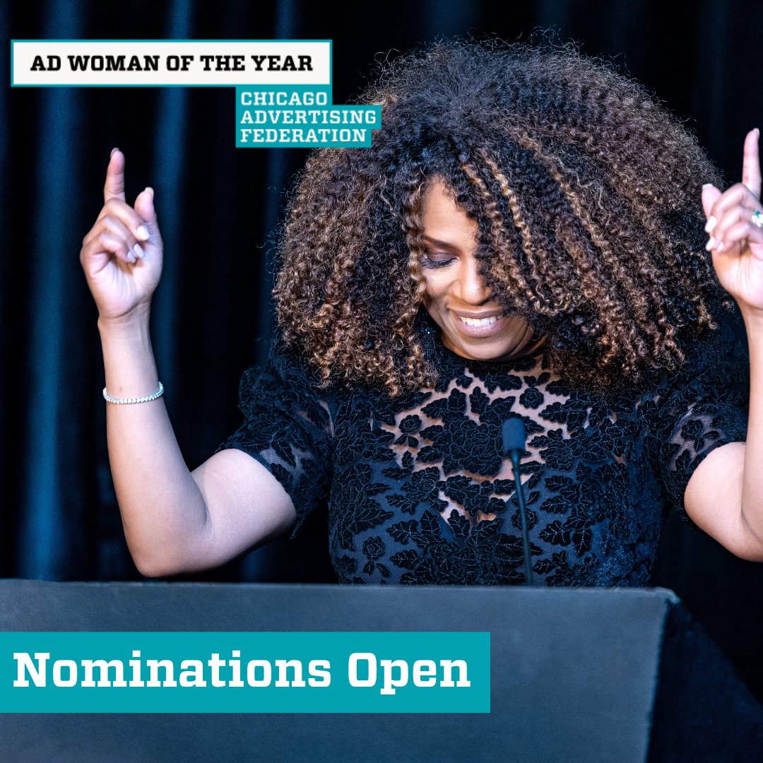 📢 Nominations are open for the 2024 CAF AdWoman of the Year. This is your chance to recognize and celebrate an outstanding woman who is shaping the advertising industry. 
Full criteria, past honorees, and the link to nominate are available here: chicagoadfed.org/2024awoynomina…