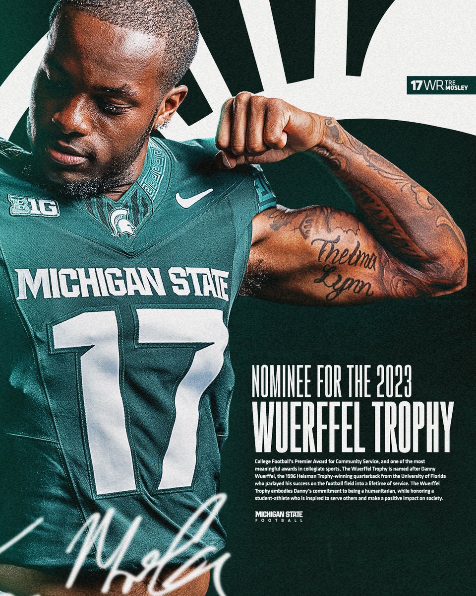 On and off the field! @Tremosley_ has been nominated for the @WuerffelTrophy, college football’s premier community service award! #GoGreen