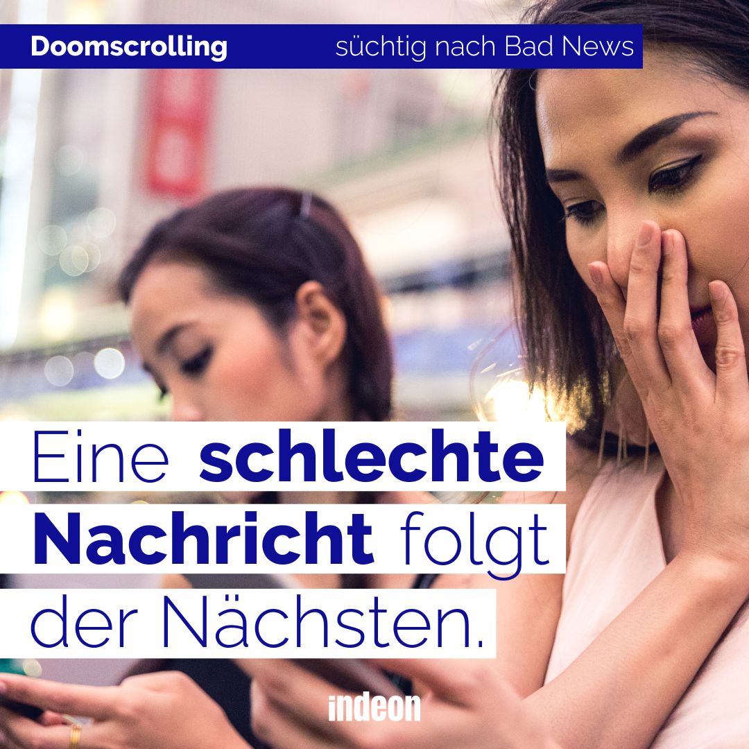 Gefühlt jagt aktuell eine schlechte Nachricht die nächste. Wenn der Feed voll davon ist und du nicht mehr mit durchscrollen aufhören kannst, nennt sich das #Doomscrolling. Was du dagegen tun kannst ➡️  indeon.link/ylzdB