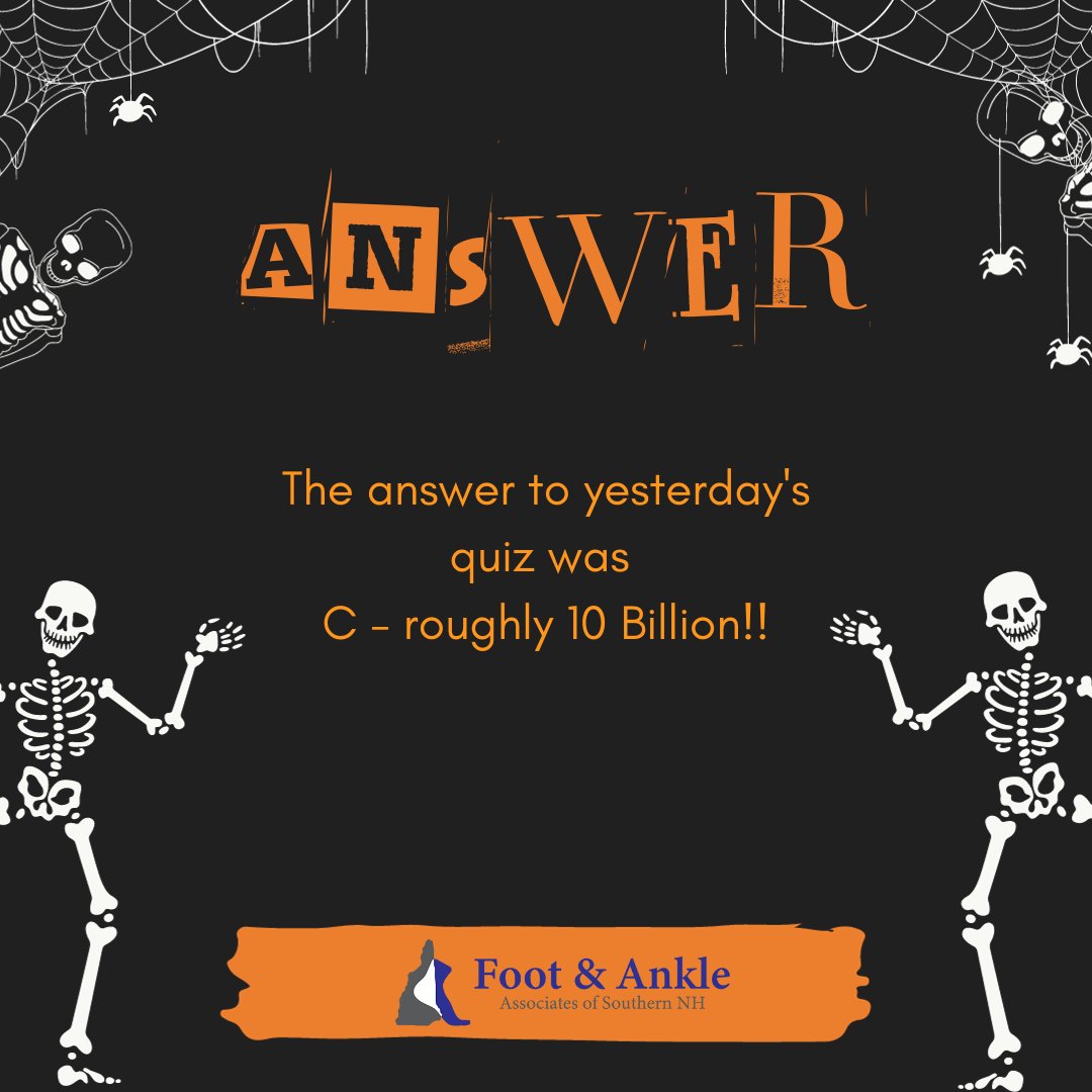 Missed the question? Check it out on our home page!
.
.
.
#funfacts #Halloweenfacts #Halloweenquiz #trivia #Halloweentrivia #Halloween #October #podiatrist #podiatry #NewHampshire #bestpodiatrists #NewHampshirepodiatrist #FootAndAnkleAssociatesOfSouthernNewHampshire #FAASNH