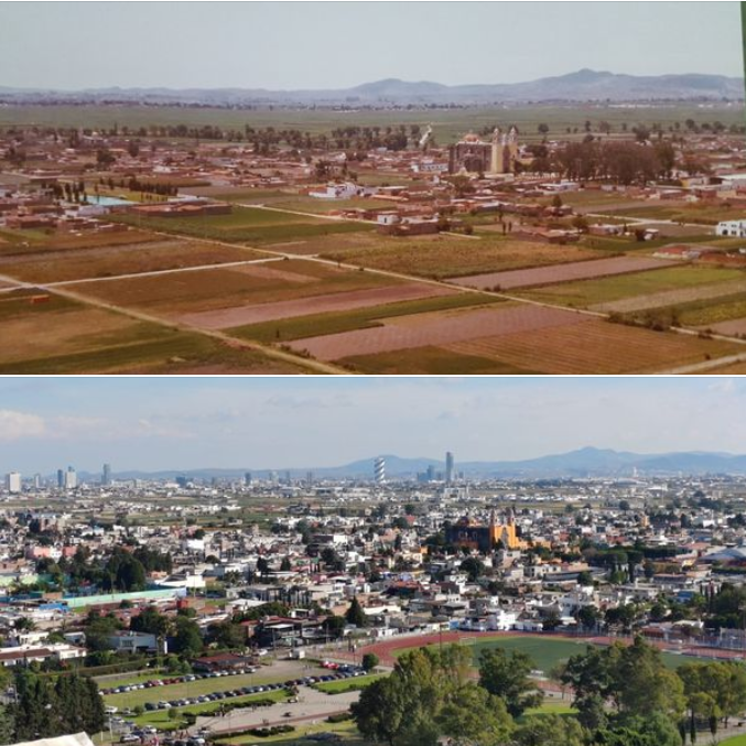 PueblaAntigua's tweet photo. Vista de San Andrés Cholula en octubre de 1978 y   octubre 2023. Foto: Alex Solis #PueblaAntigua #FB https://t.co/VF8tRbhsa2