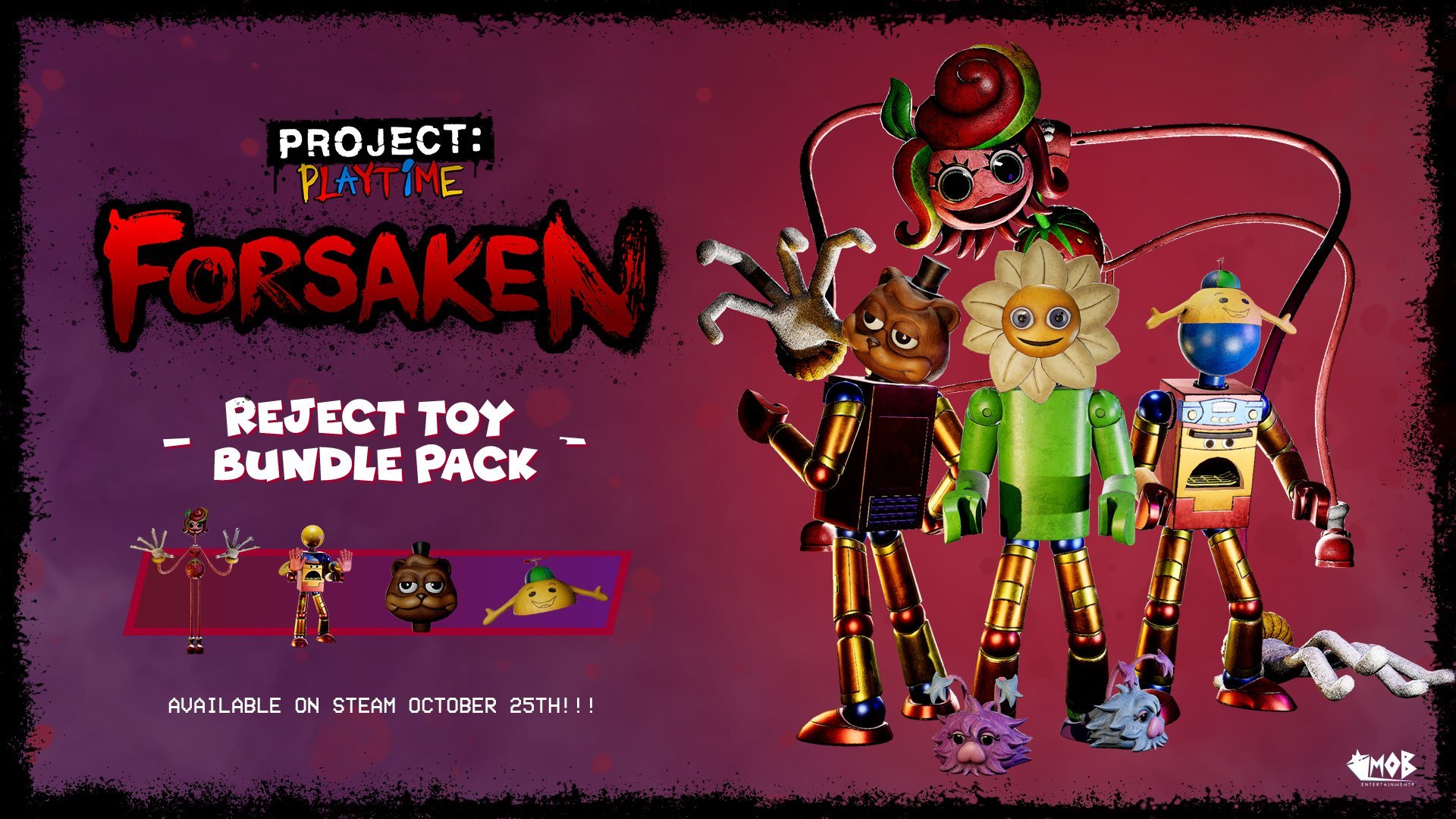 Poppy Playtime News on X: (PROJECT PLAYTIME NEWS  10/24/2023) In  celebration Project Playtime's third phase: FORSAKEN, the previously-leaked  Rejected Bundle will be in the shop! With the additional leaked cosmetics, a