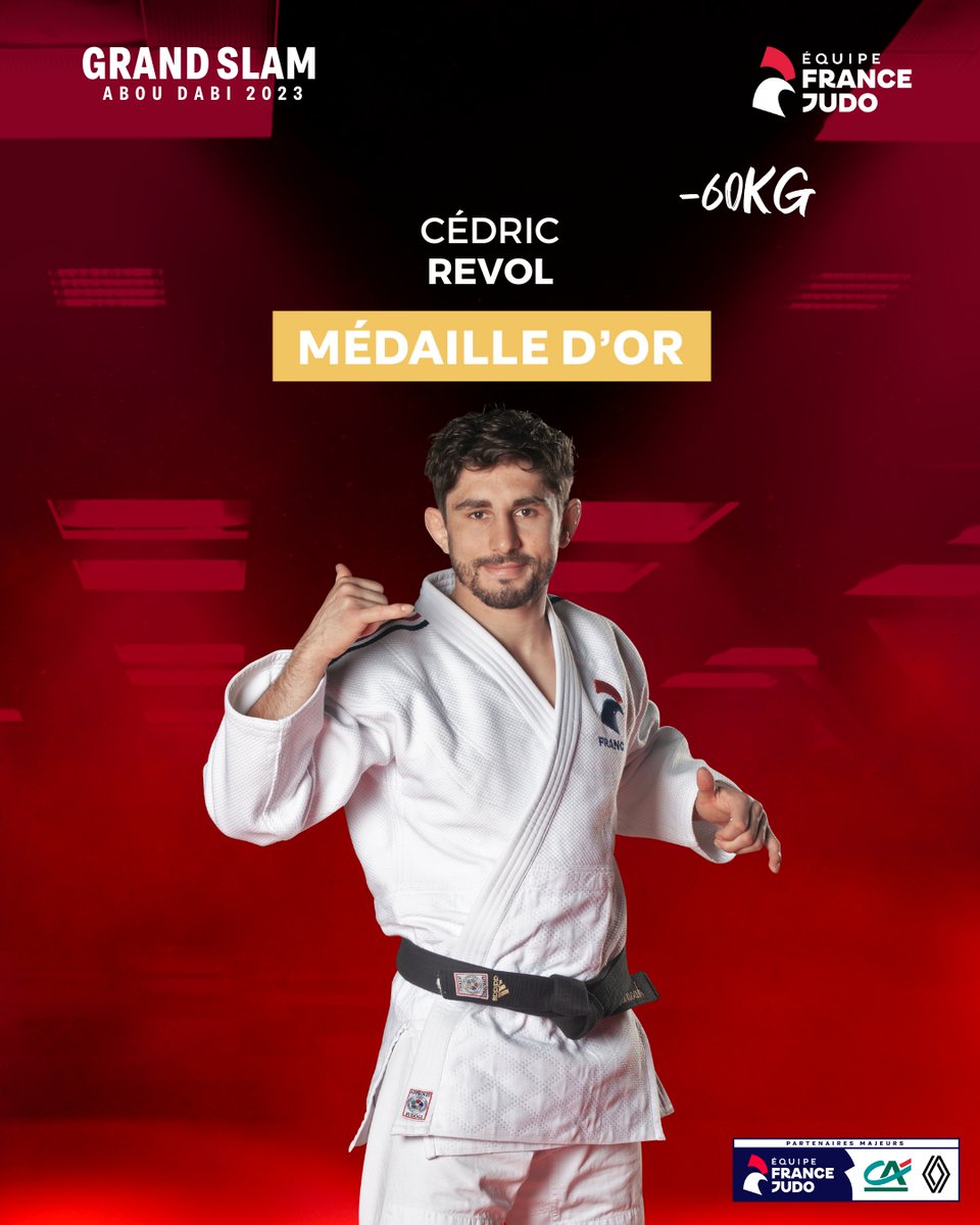 𝐔𝐧𝐞 𝐟𝐢𝐧𝐚𝐥𝐞 𝐦𝐞́𝐦𝐨𝐫𝐚𝐛𝐥𝐞 𝐩𝐨𝐮𝐫 𝐂𝐞́𝐝𝐫𝐢𝐜 🤩

Cédric Revol (-60kg) remporte aujourd'hui sa première médaille d'or en Grand Slam et fait retentir la marseillaise à Abou Dabi ! 🥇🇫🇷

Félicitations Cédric ! 👏

#JudoAbuDhabi #GoLesBleus #FierdEtreJudoka