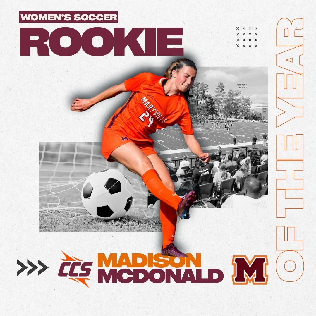 Congratulations to Maryville's Madison McDonald for winning this year's CCS Women's Soccer Rookie of the Year Award!
.
🔗: tinyurl.com/4xkdvxhv
.
⚽️ | #CCS | #CCSWSOC | #CCSChampionships