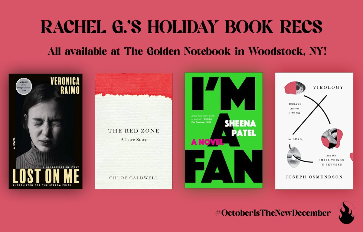 rachelaggilman's tweet photo. Love from me for #VeronicaRaimo (@groveatlantic), #ChloeCaldwell (@softskull), @Sheena_Patel_ (@GraywolfPress) + @reluctantlyjoe (@wwnorton) in @FeministPress's #OctoberIsTheNewDecember list. Link below for everyone's amazing picks π₯ https://t.co/XBSDPWHmYM https://t.co/ybHqVtOhGW