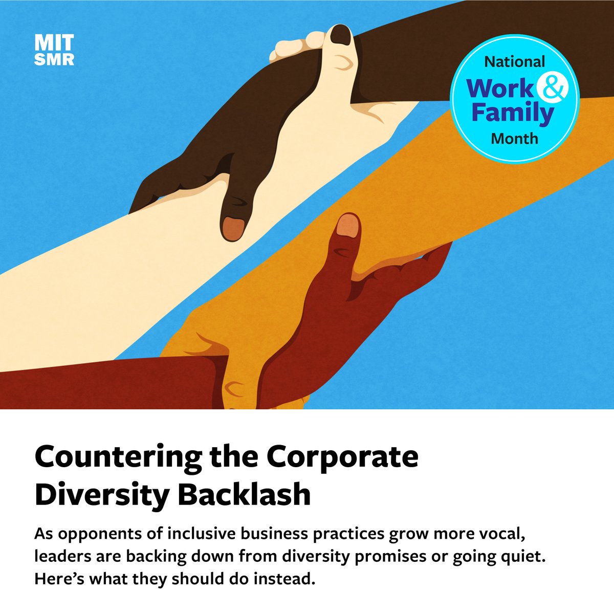 mitsmr's tweet photo. October is National Work and Family Month. Here are a few MIT SMR articles to help leaders shape healthier, more balanced work environments. #workandfamilymonth
▶️ https://t.co/pwWCZswScy https://t.co/5GK2u4B7By
