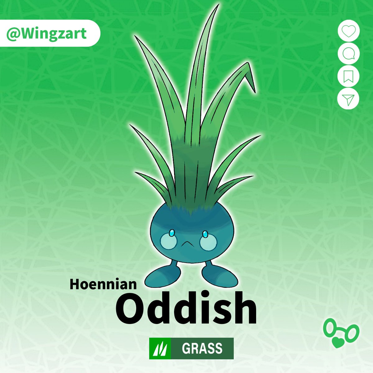 Hoennian Oddish
Type: Grass

It is inspired by Route 118 & Route 119's large field of lobg grass. It will appear on Pokémon Meteor, the fangame of @EBaruON

#PokemonMeteor #fakemon #pokemon #hoenn #pokemonleaks #inktober  #ポケモン