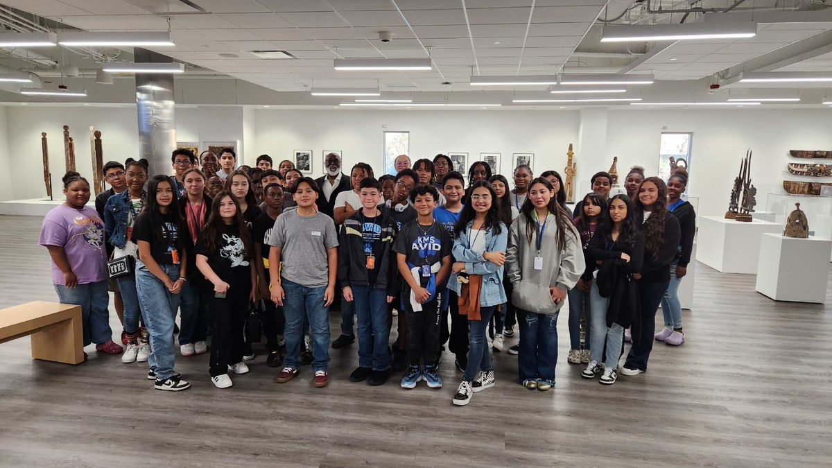 Students from CE King Middle School  visited Texas Southern University today. The students visited the African Art Exhibition Library Learning Center which is located on the second floor of the Library.