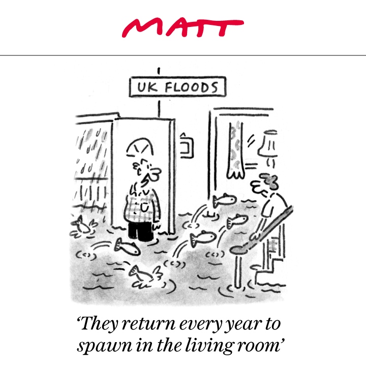 'They return every year to spawn in the living room'

My latest cartoon for tomorrow's <a href="/Telegraph/">The Telegraph</a>

Buy a print of my cartoons at telegraph.co.uk/mattprints

Original artwork from chrisbeetles.com