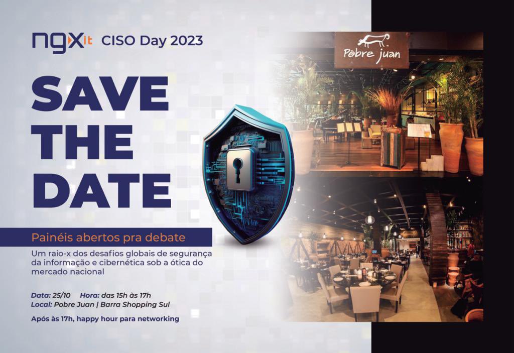 willianlbit's tweet photo. #SaveTheDate 
CISO Day em #portoalegre.
Estarei conversando com grandes  #líderes em #CyberSec e #segurancadainformacao da região.

Quando: 25 de Out às 15hs
Local: Pobre Juan / @corraparaobarra 

Obrigado à @NGXit pelo convite!
#security #CyberSecurity #informationsecurity #dfir https://t.co/lI8TTyPLD0
