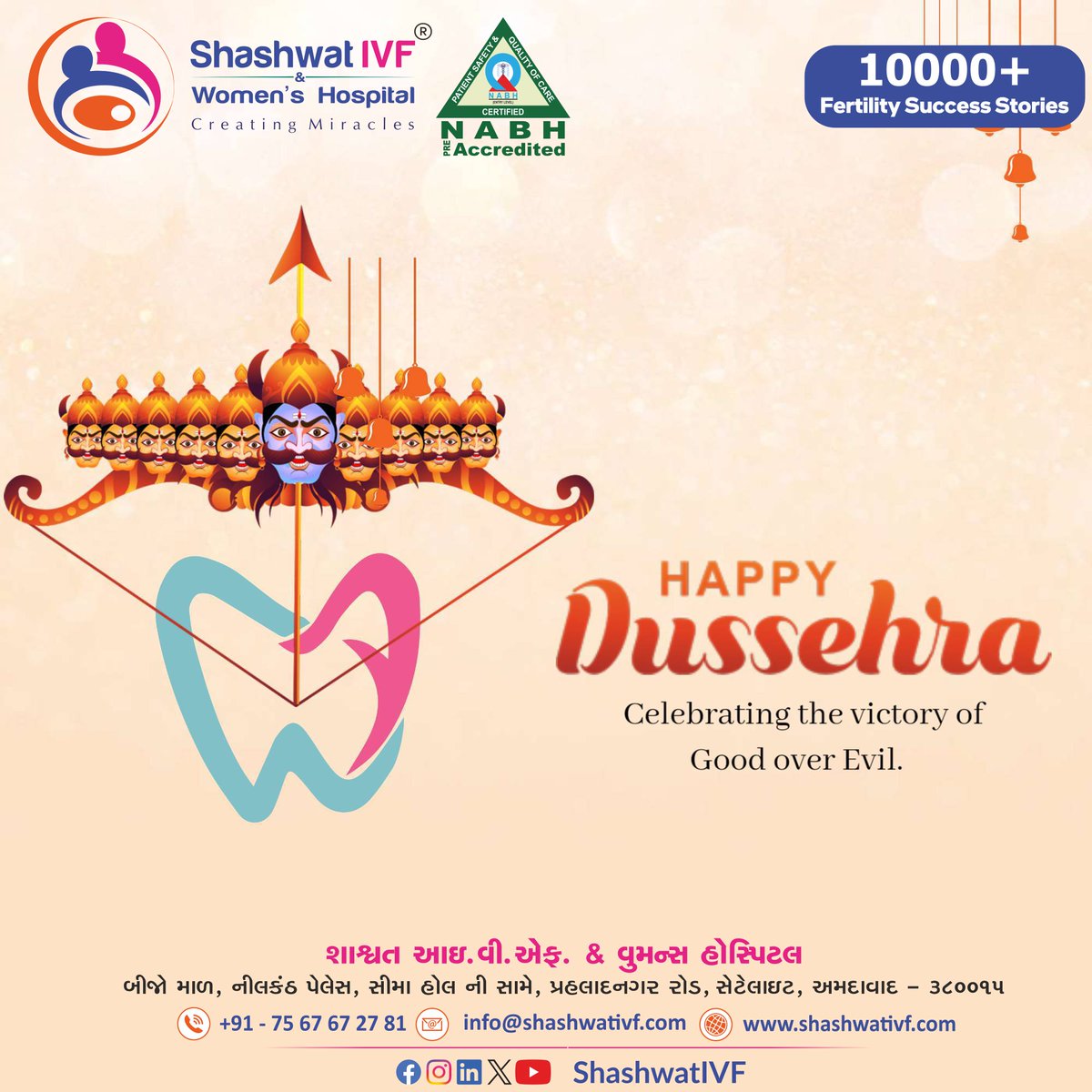 ShashwatIVF's tweet photo. Celebrate the victory of good over evil with Shashwat IVF and Women's Hospital! #Dussehrafestival https://t.co/StEzpslXTS